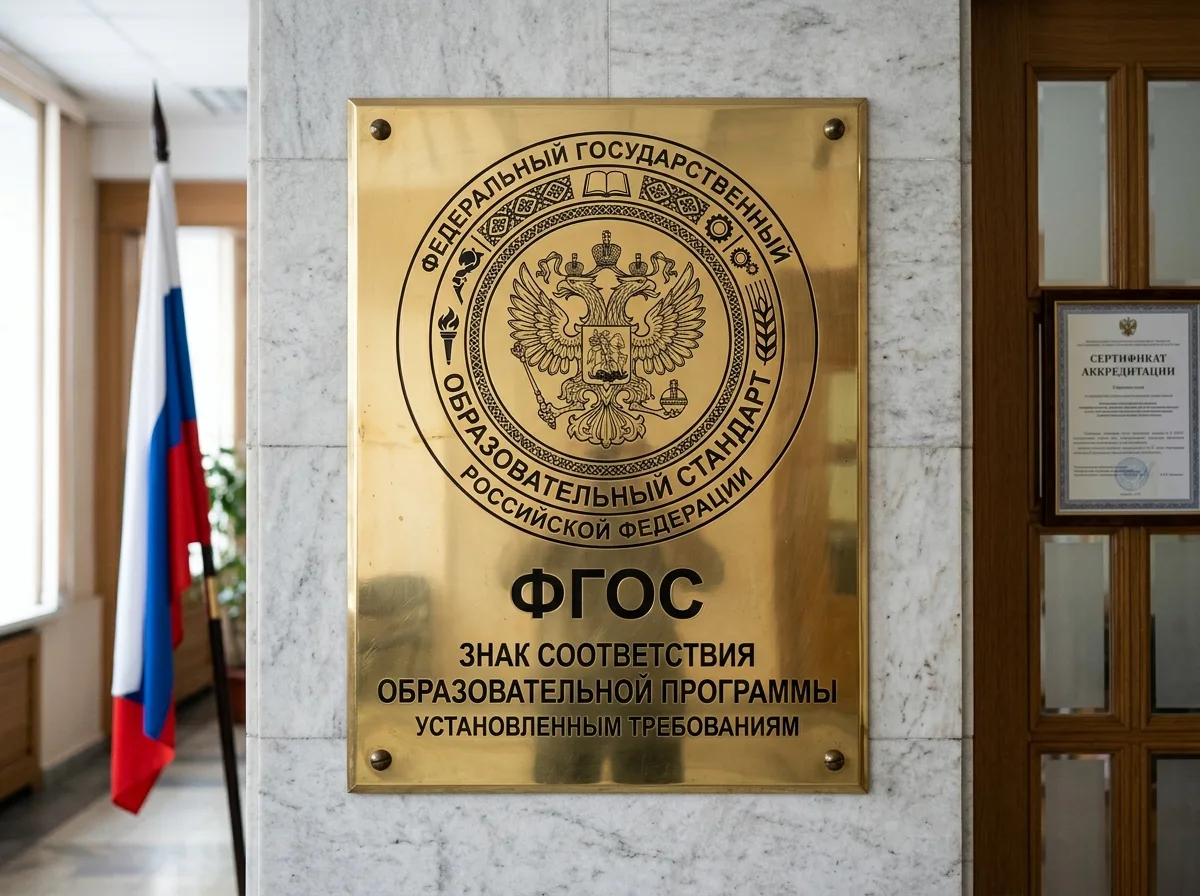 Официальный знак ФГОС — федеральный государственный образовательный стандарт России, документ соответствия образовательной программы